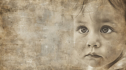 Antique canvas background with sepia tones and worn surface.