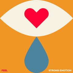 Eye flat vector illustration. Eye symbols. Cartoon eyeballs. Teardrop. Heart symbol. Love symbol. 