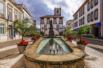 Town Hall square, Sao Miguel islands, Azores, Portugal