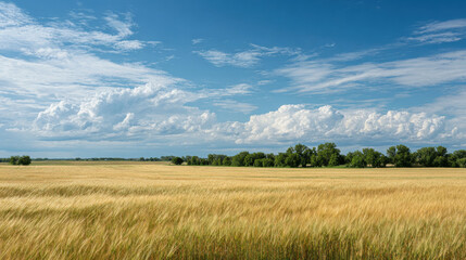 breathtaking view of sunny fields in manitoba showcasing endless golden crops under clear blue sky