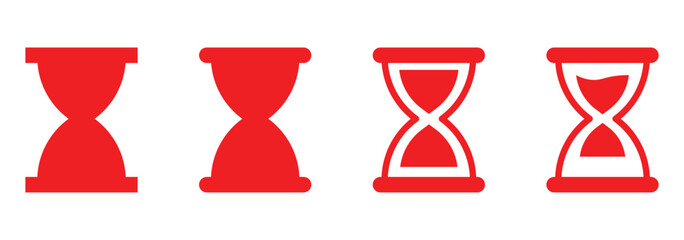 Set of hourglass icons. Loading sign. Waiting time concept, Time measurement, deadline. Vector, isolated illustration