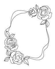 Continuous line, rose, wedding card decoration Vector art lines, transparent background, edit stroke.