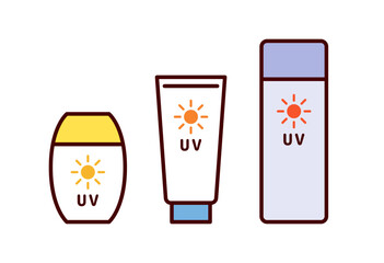 日焼け止めイラストのセット