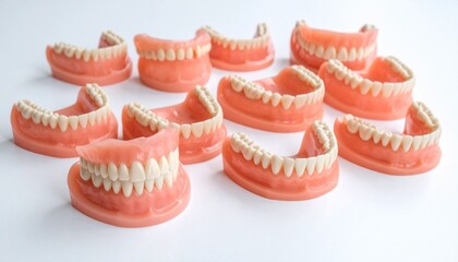 Complete Denture Set A Collection of Full Denture Models on White Background