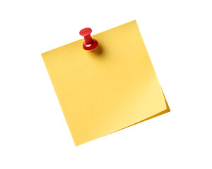 3d sticky note with red pin for reminder and office organization concept