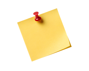 3d sticky note with red pin for reminder and office organization concept