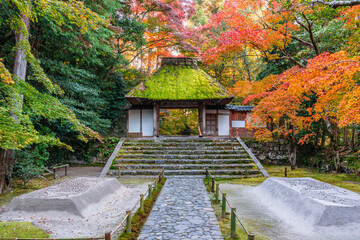 The marvelous Honen-in Temple during fall season in Kyoto, Sakyo ward, Japan.