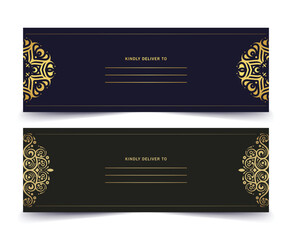 Elegant Ornamental Golden Floral Pattern Invitation Card Design for Delivery