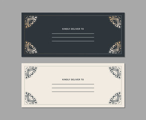 Elegant Ornamental Delivery Card with Decorative Corners for Special Occasion Design