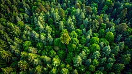 Fototapeta premium Dense forest canopy with one tree towering above the rest