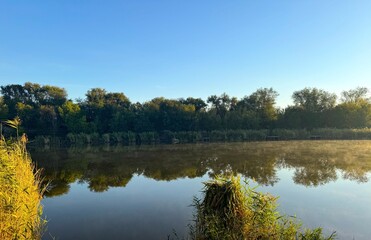 Clear River with Blue Sky Reflection