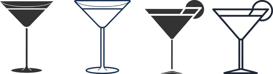 Silhouette Cocktail Glass Flat Illustration in Simple Minimalist Style