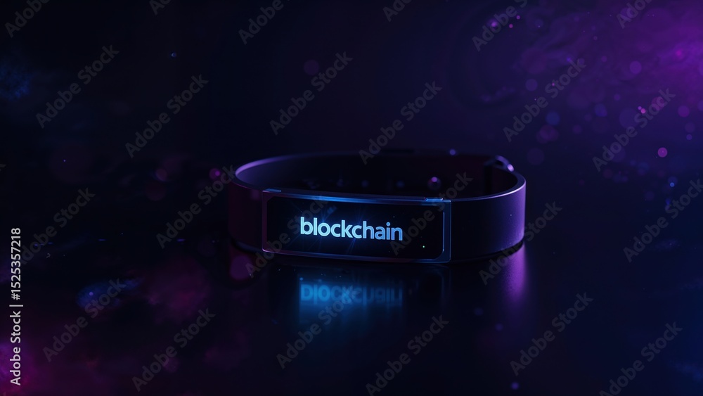 Poster exploring the impact of blockchain technology in healthcare with a vibrant visual representation
