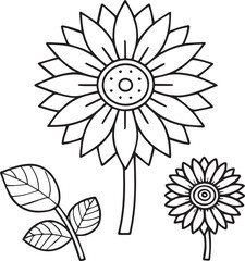 Sunflower Vector Illustration with Brown Center for Summer Nature and Gardening