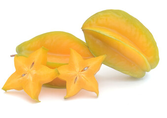 Close-up of star fruits against white background,France