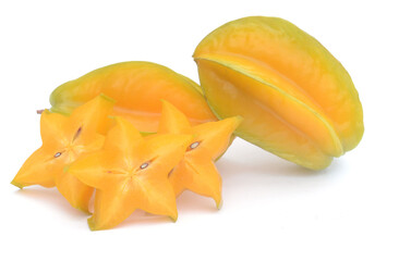 Close-up of star fruits against white background,France