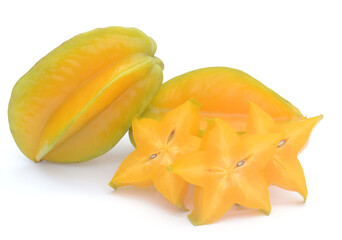 Close-up of star fruits against white background,France