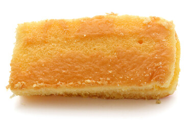 There was a small cake on a white background 
