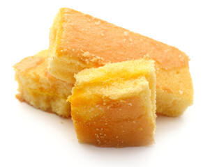 There was a small cake on a white background 
