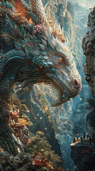 astarte.ai: Majestic Fire-Horned Dragon in a Mythical Mountain Valley