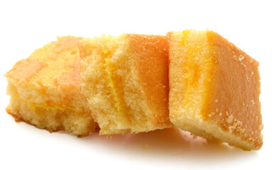 There was a small cake on a white background 
