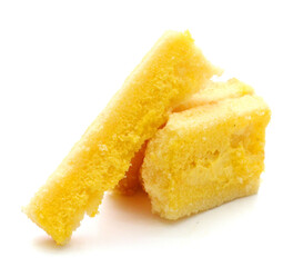 There was a small cake on a white background - stock photo
