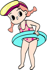 summer girl on the beach element  cartoon 