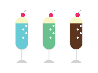 クリームソーダのアイコンのイラストのセット