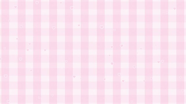 Aesthetics Cute Sweet Pastel Pink Plaid, Checkers Line Wallpaper With Cute Little Heart Video Motion Background