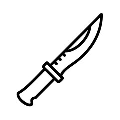 Knife with curved blade and ergonomic handle in minimalist style  