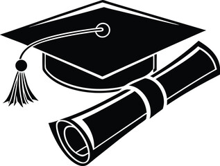 Scroll diploma icon, graduation certificate vector, academic document silhouette, rolled paper graphic, education symbol design