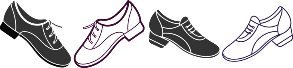 Silhouette Dance Shoes Flat Illustration in Simple Minimalist Style"