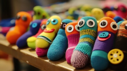 Obraz premium Colorful Knitted Monster Toys