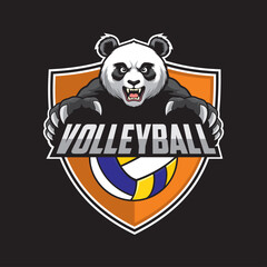 volleyball club logo panda vector illustration design