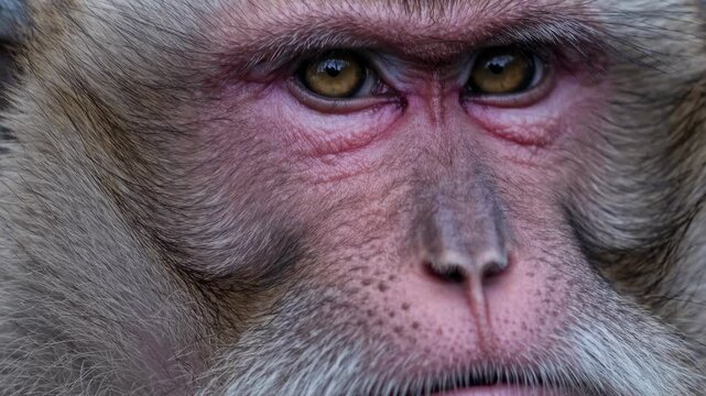 Close-Up of Thoughtful Macaque Face