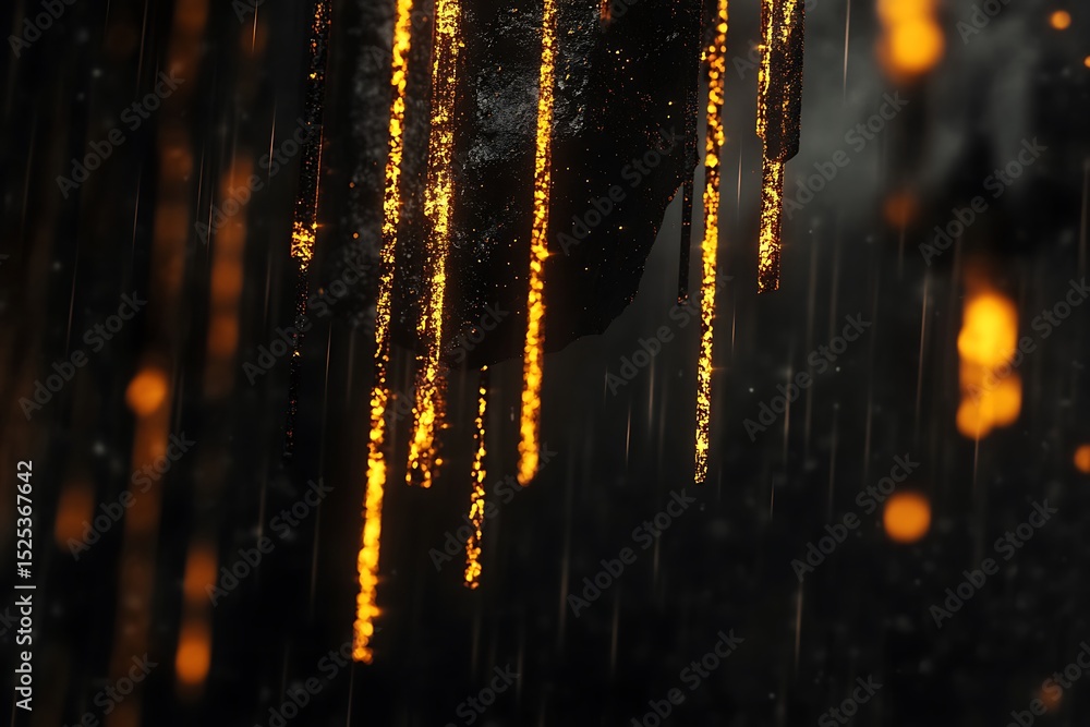 Poster abstract glowing cascade of light emanating from the shadows within the cavern