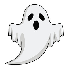 A cartoon ghost with an open mouth, ideal for halloween decorations and spooky themes.