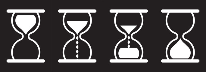 Collection of hourglass icons. Symbol of time, waiting or loading. Isolated vector illustration on white background.