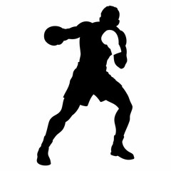 Boxing sport silhouette. Flat image
