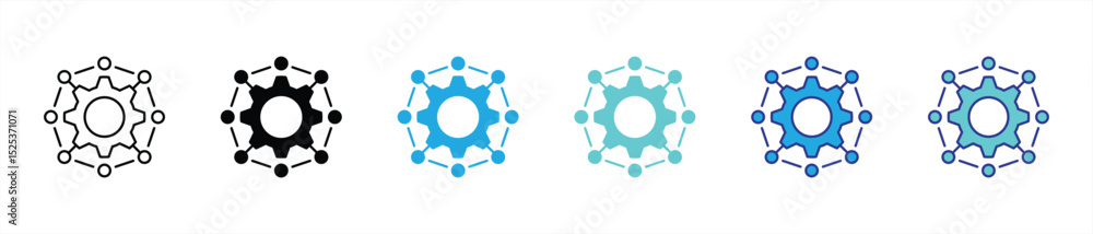 Poster automation icon set. containing ai gear, connectivity, technological evolution, network, system thin