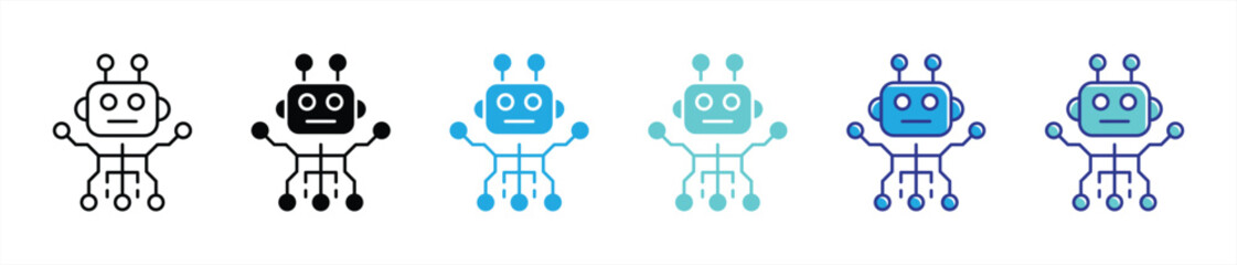 robot icon set. containing embodying the playful spirit of artificial intelligence and robotics, icon thin line and color style symbol sign for your app and web. vector illustration