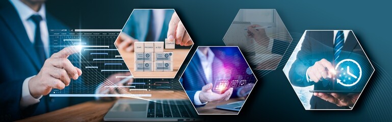 Future-oriented project management and planning with digital solutions, business analysis, progress tracking and task management using smart technology and data-driven insights.
