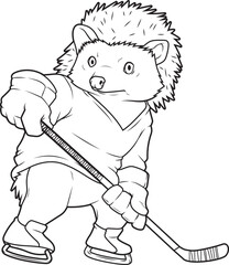 Hedgehog Ice hockey Ice hockey stick Animal Vector Graphic Art Illustration