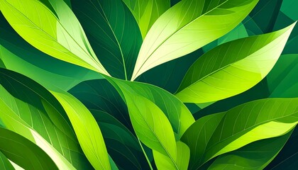 Obraz premium abstract illustration of ecological and healthy life; creative concept with green leaves