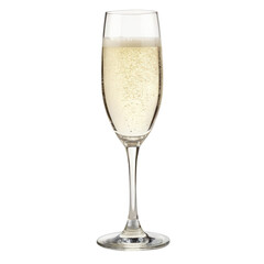 Champagne glass filled with sparkling liquid on a white background perfect for celebrations and special moments
