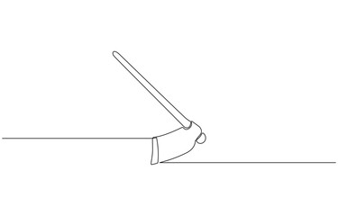 One line art Garden Hoe Tool vector illustration. line art, one continuous line, Continuous one line art Hoe tool editable outline.