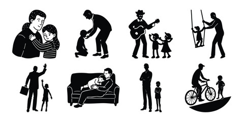 Happy Father's Day. silhouette of father and son vector 