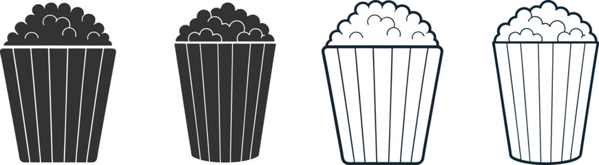 Silhouette Popcorn Bucket Flat Illustration in Simple Minimalist Style