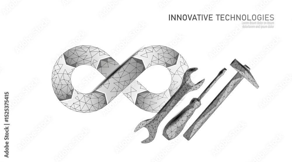 Aufkleber low poly engineering instruments illustrate development maintenance technical work. geometric style 