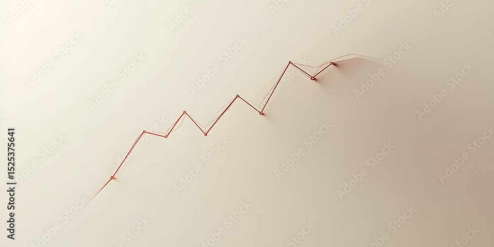 Poster a minimalist line graph dipping into a claw mark shape on neutral background
